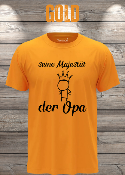 Herren T-Shirt Seine Majestät der Opa in Gold.