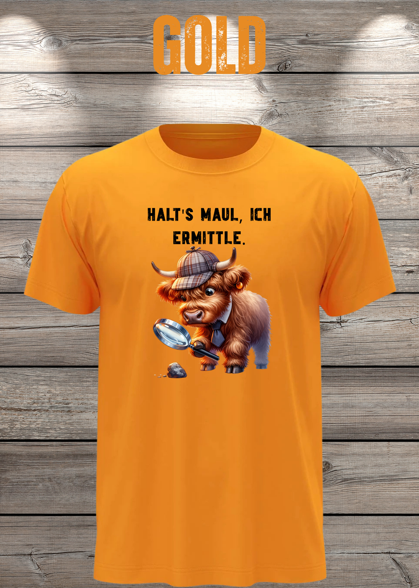 Highland Kuh Unisex T-Shirt - Haltś maul, ich ermittle! - Lustiges Detektiv-Shirt