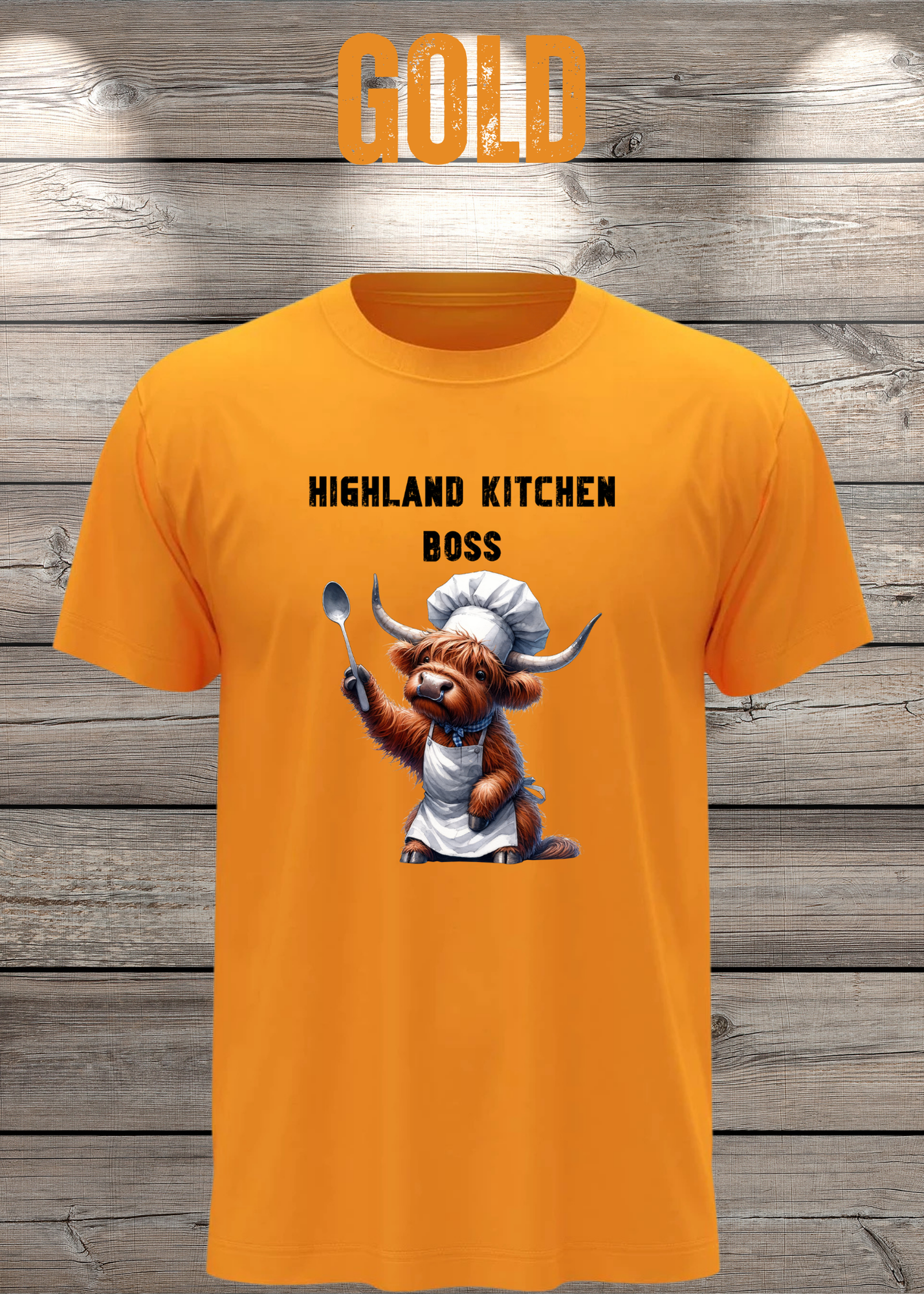 Highland Kuh Unisex T-Shirt Highland Kitchen Boss - Zottel-Chef - Zottel Chefin