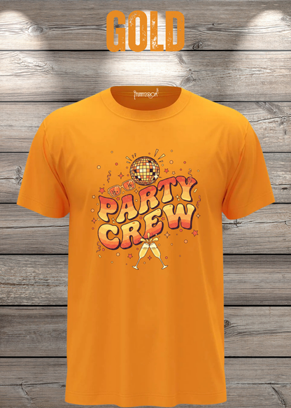 Unisex-T-Shirt „Party Crew“ in Gold.