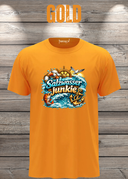 Salzwasser-Junkie Unisex T-Shirt in Gold.
