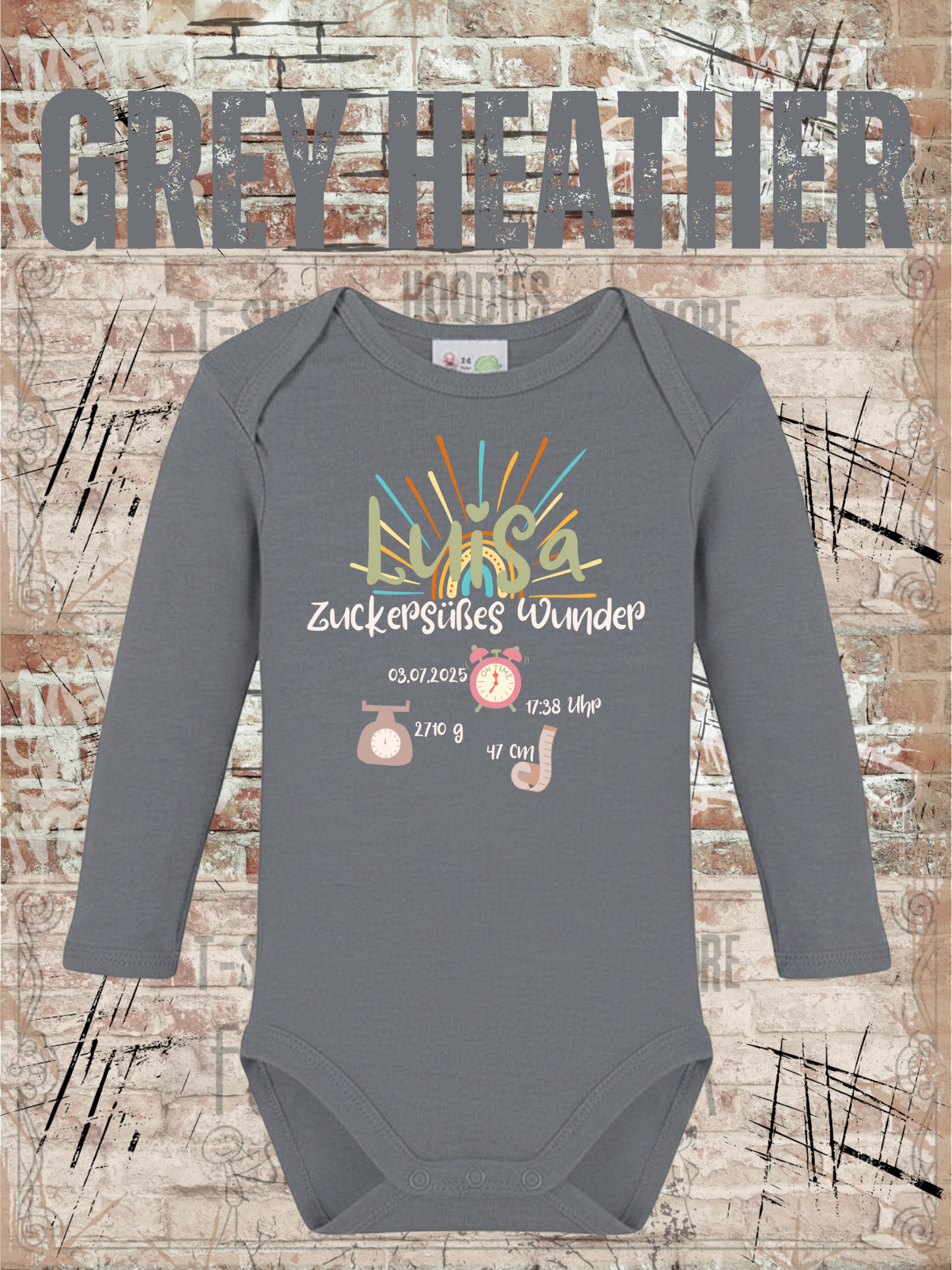 Baby Body Zuckersüßes Wunder personalisierbar mit Geburtsdatum Größe und Gewicht Baby Body Geschenkidee Newborn Baby Body