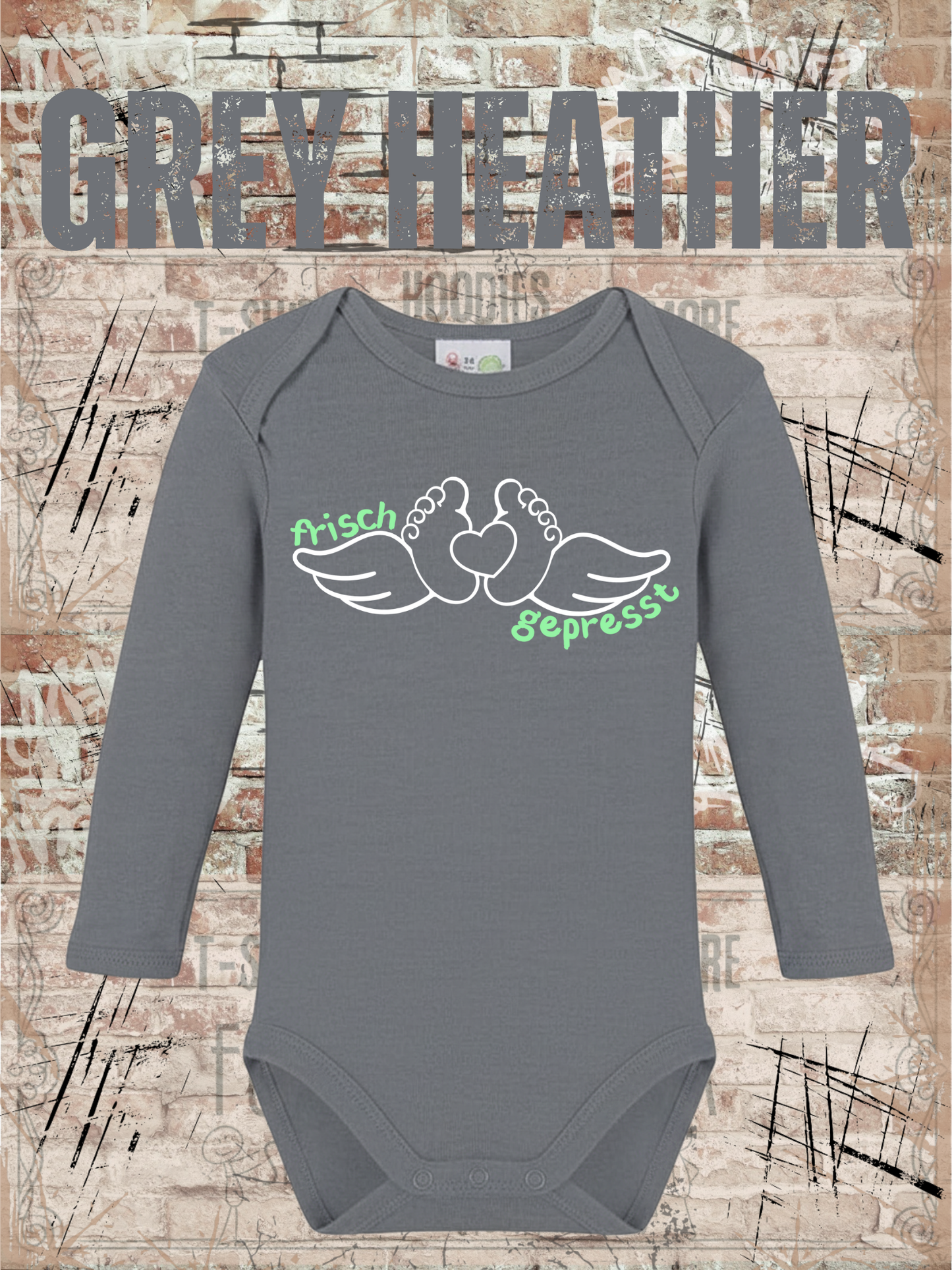 Baby Body Langarm Frisch gepresst Lustiger Spruch Geschenk zur Geburt Newborn Body