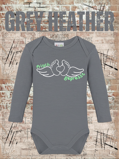 Baby Body Langarm Frisch Gepresst | Lustiger Babybody zur Geburt | Geschenk für Neugeborene