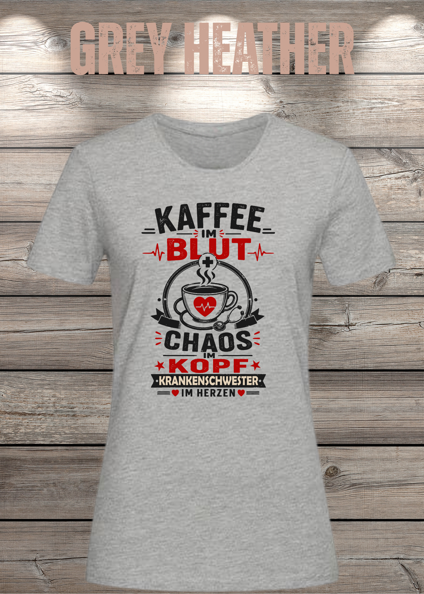 Krankenschwester T-Shirt – Kaffee im Blut, Chaos im Kopf