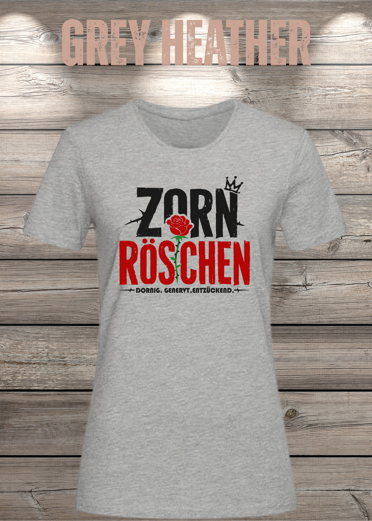 Zorn Röschen – Rockiges Damen T-Shirt mit Rose