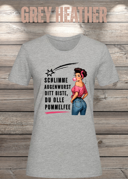 Schlimme Augenwurst Ditt Biste Du Olle Pummelfee Damen T-Shirt in Grey Heather.