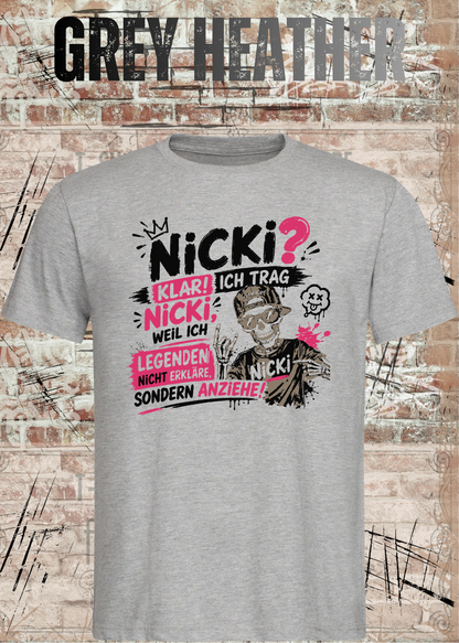 Unisex-T-Shirt „Ich trag Nicki“ in Grey Heather.