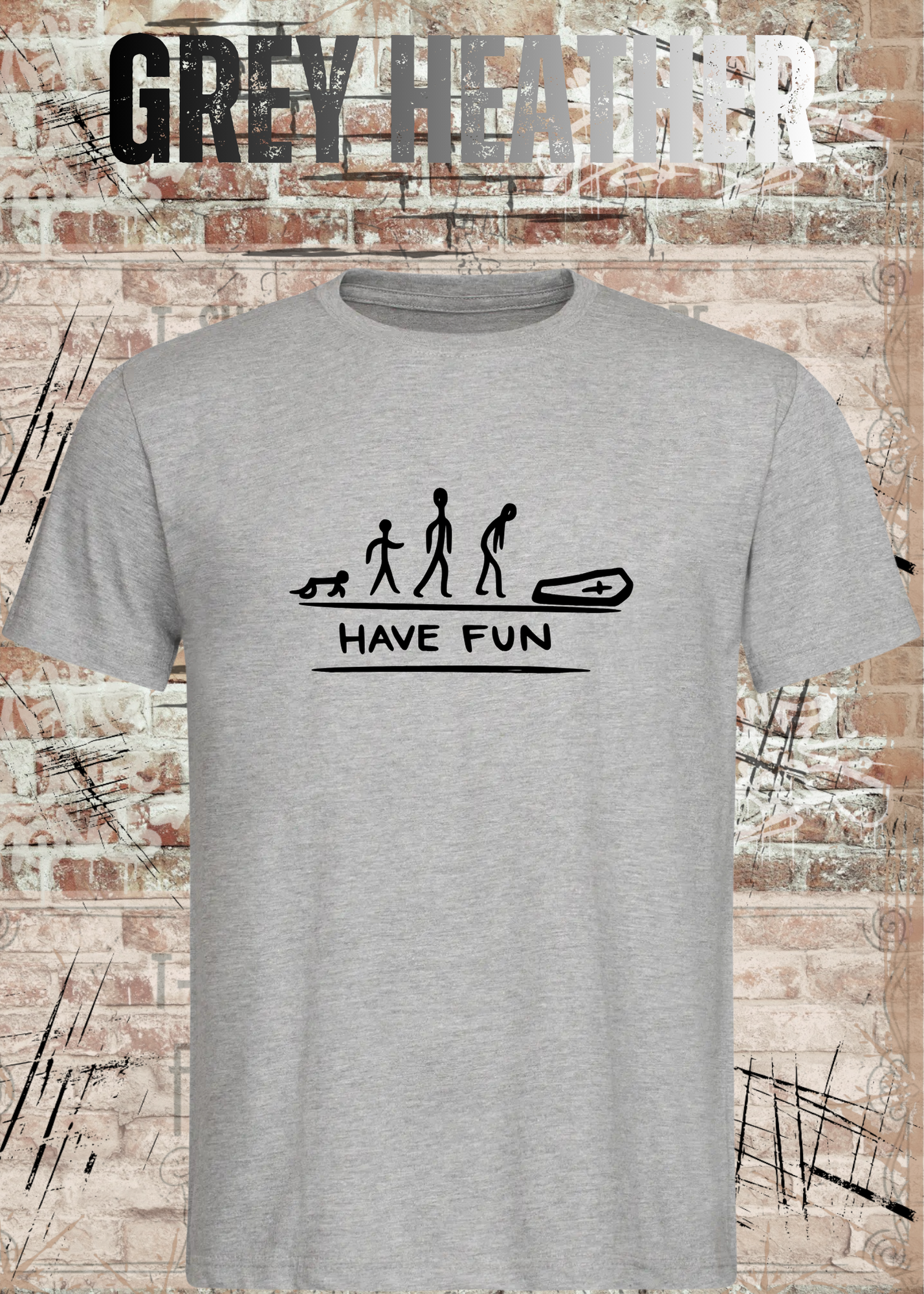 Have Fun Evolution Herren Damen Unisex T-Shirt | Lustiges Fun Shirt mit Strichmännchen Humor