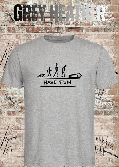 Have Fun Evolution Herren Damen Unisex T-Shirt in Grey Heather.