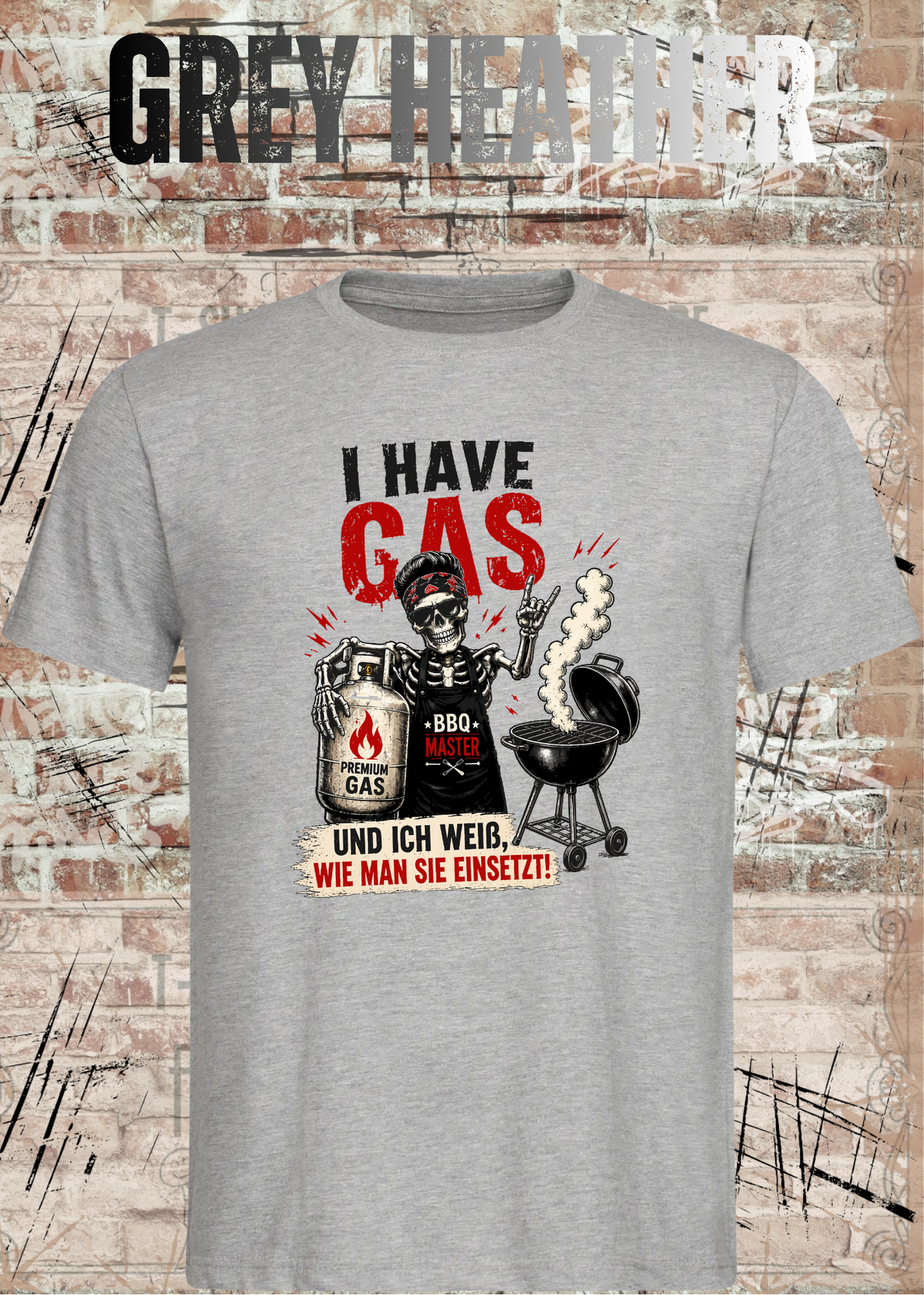 Grillmeister T-Shirt „I Have Gas“ – Skelett BBQ
