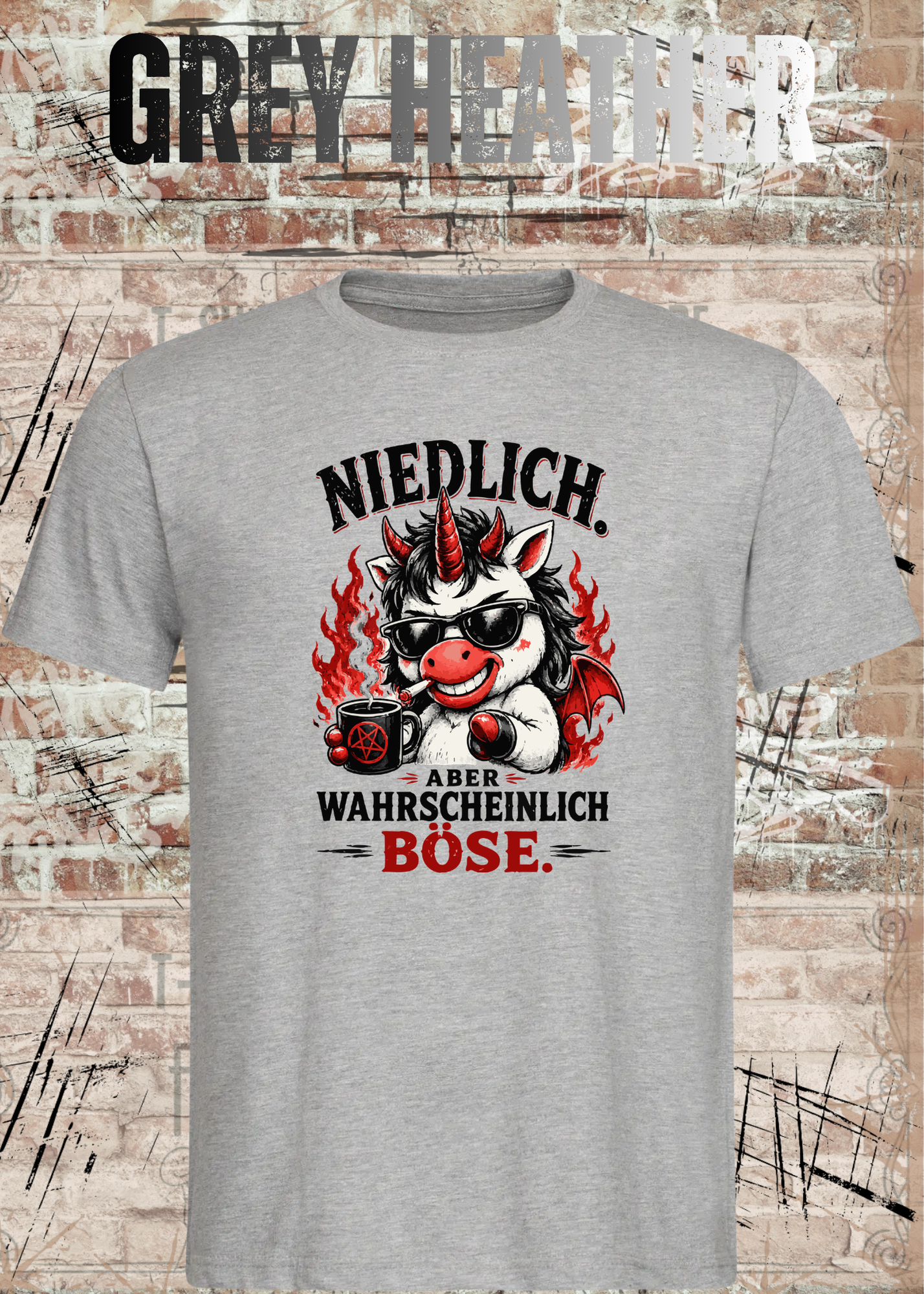Niedlich aber wahrscheinlich böse – Lustiges Unisex T-Shirt mit Einhorn Motiv