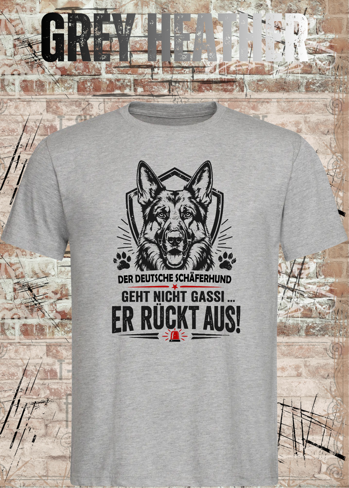 Schäferhund T-Shirt „Er rückt aus“ – Hundeshirt