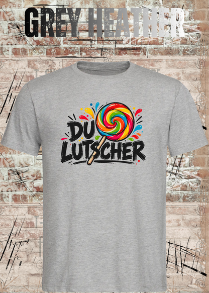 Unisex-T-Shirt „Du Lutscher“ in Grey Heather.