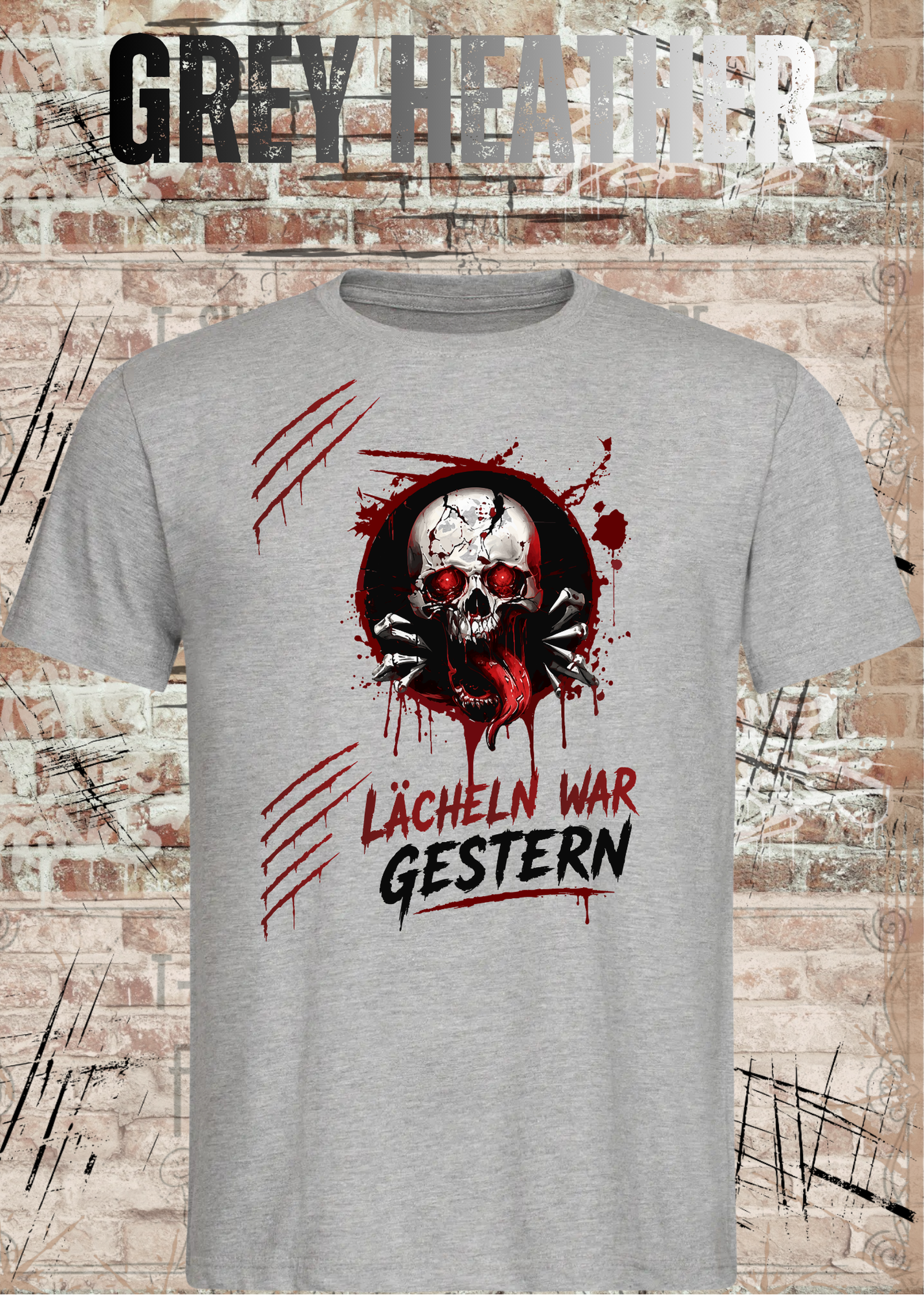 Rock & Metal T-Shirt "Lächeln war gestern" | Totenkopf Horror Shirt | Gothic Unisex