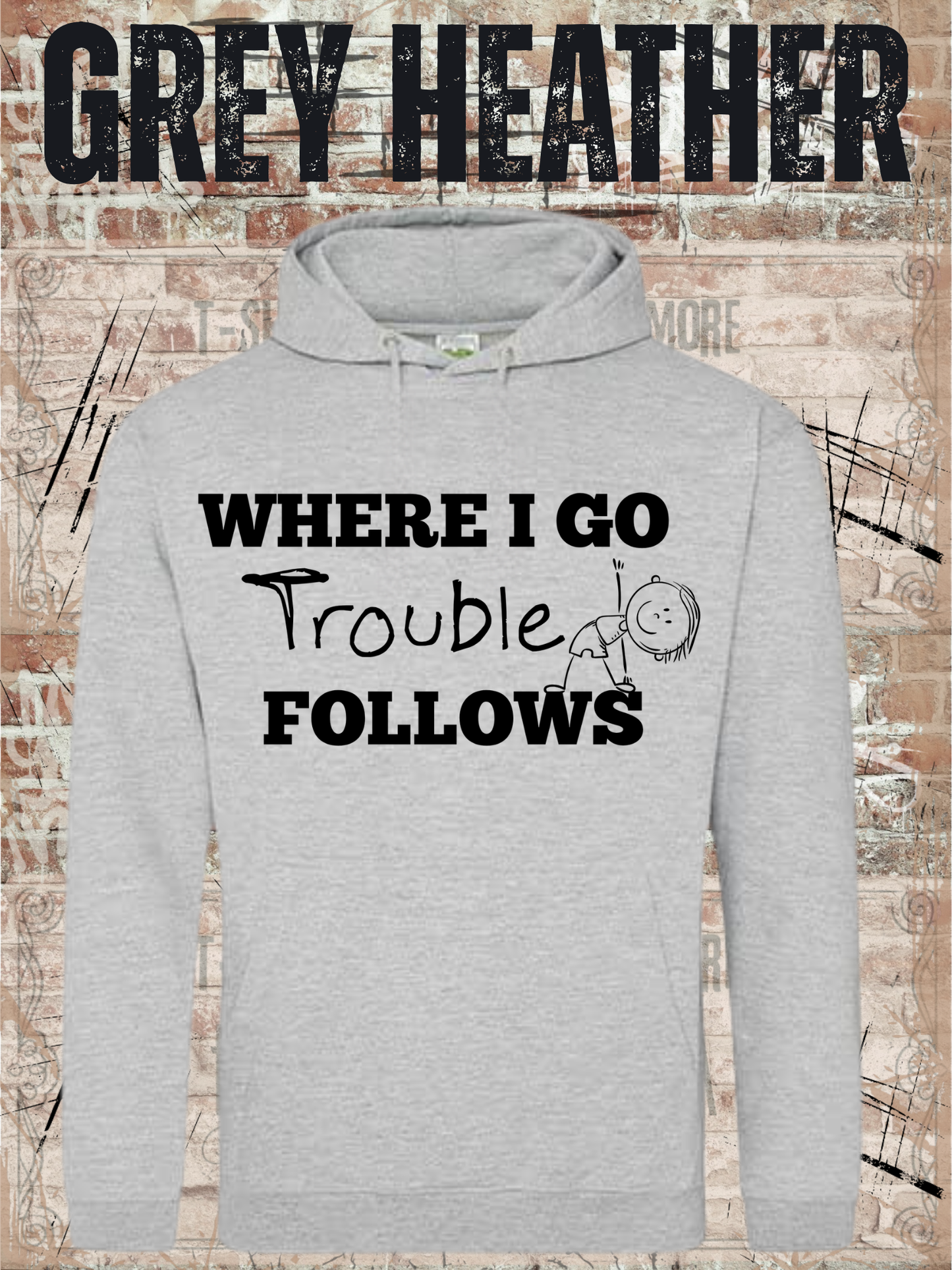 Eltern Hoodie 'Where I Go Trouble Follows' – Partnerlook mit Sohn | Unisex Kapuzenpulli