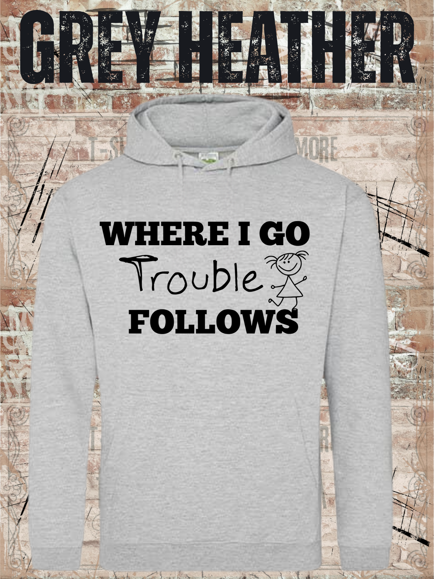 Eltern Hoodie 'Where I Go Trouble Follows' – Partnerlook mit Tochter | Unisex Kapuzenpulli
