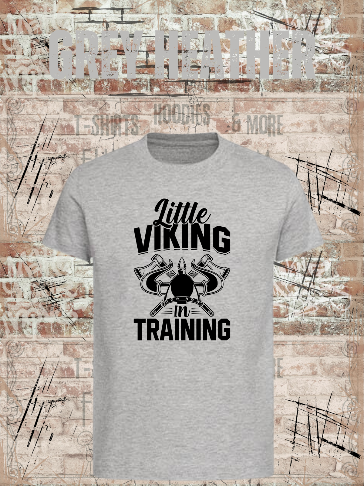 Kinder T-Shirt Little Viking in Training in Grey Heather.