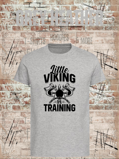 Kinder T-Shirt Little Viking in Training in Grey Heather.