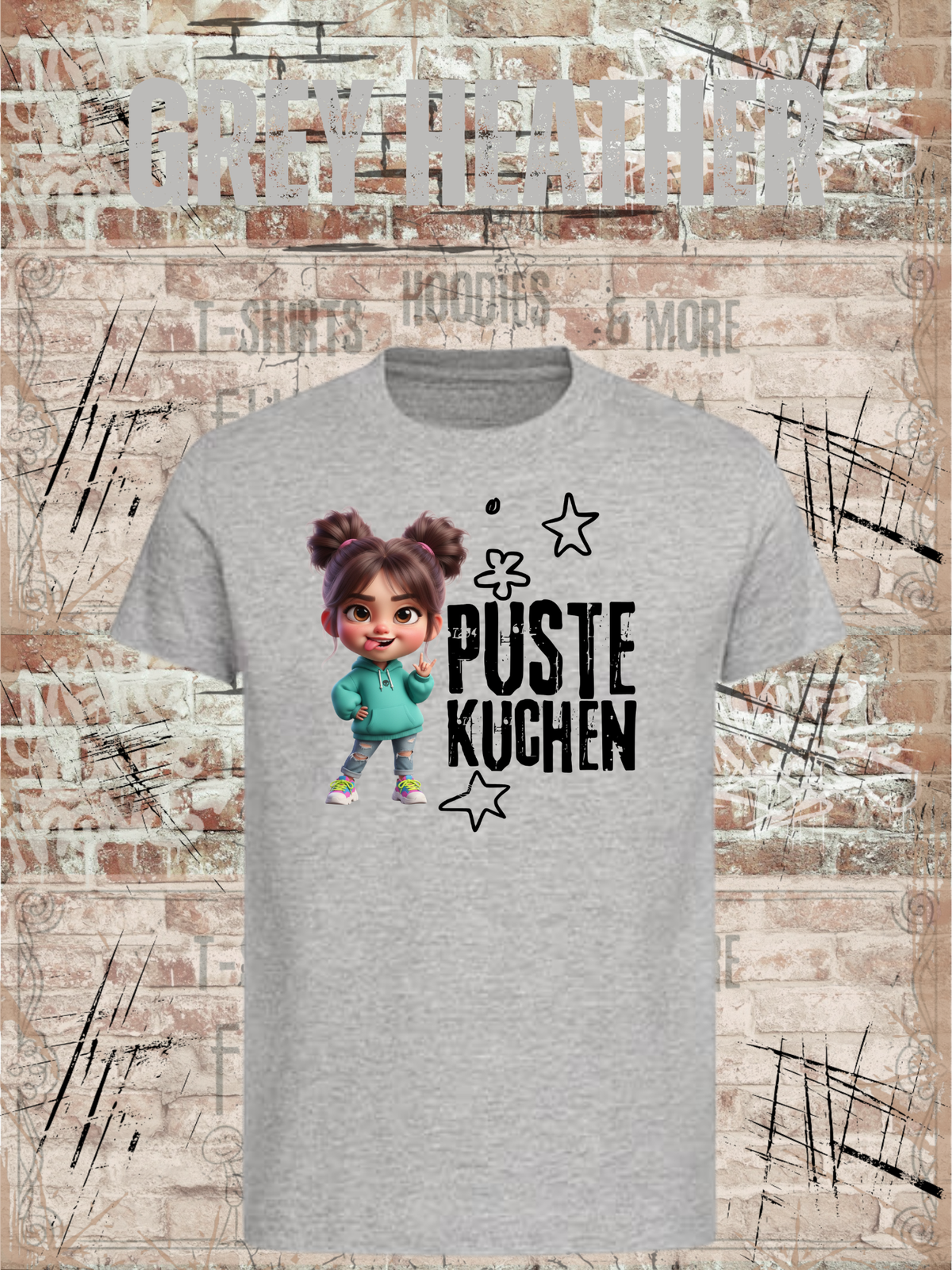 Kinder-T-Shirt „Pustekuchen!“ in Grey Heather.