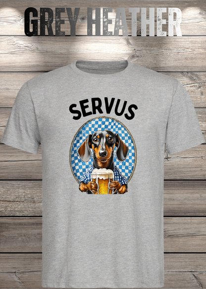 Servus Dackel Bayern Bier T-Shirt in Grey Heather.