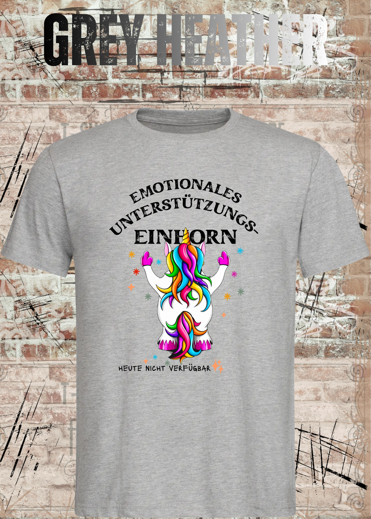 Emotionales Unterstützungs-Einhorn T-Shirt in Grey Heather.