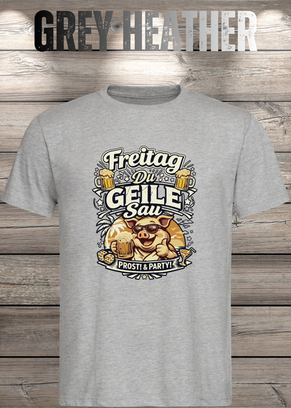 Freitag T-Shirt -Lustiger Spruch für Wochenende & Party / Wochenende in Grey Heather.