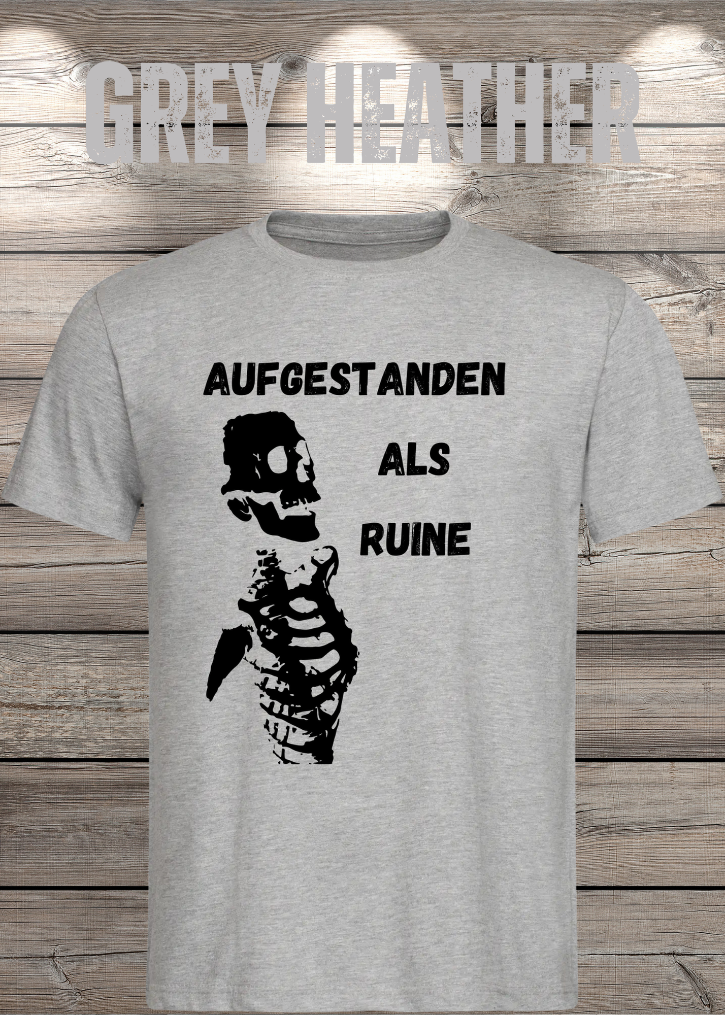 Aufgestanden als Ruine T-Shirt – Lustiges Skelett Shirt für Morgenmuffel