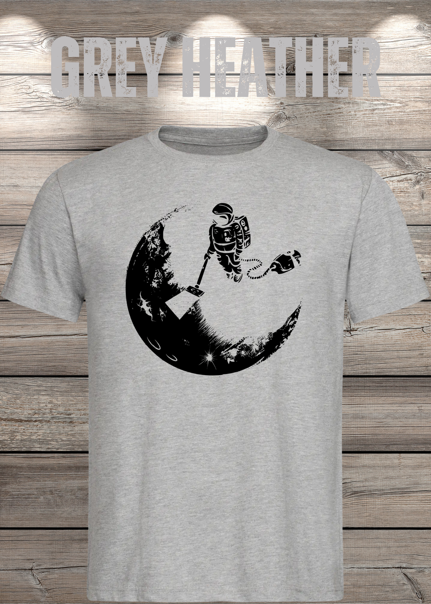 T-Shirt Mond mit Astronaut der Mond mit Staubsauger Staub saugt Personalisierbar Witziges T-Shirt Geschenkidee Lustiges Unisex T-Shirt