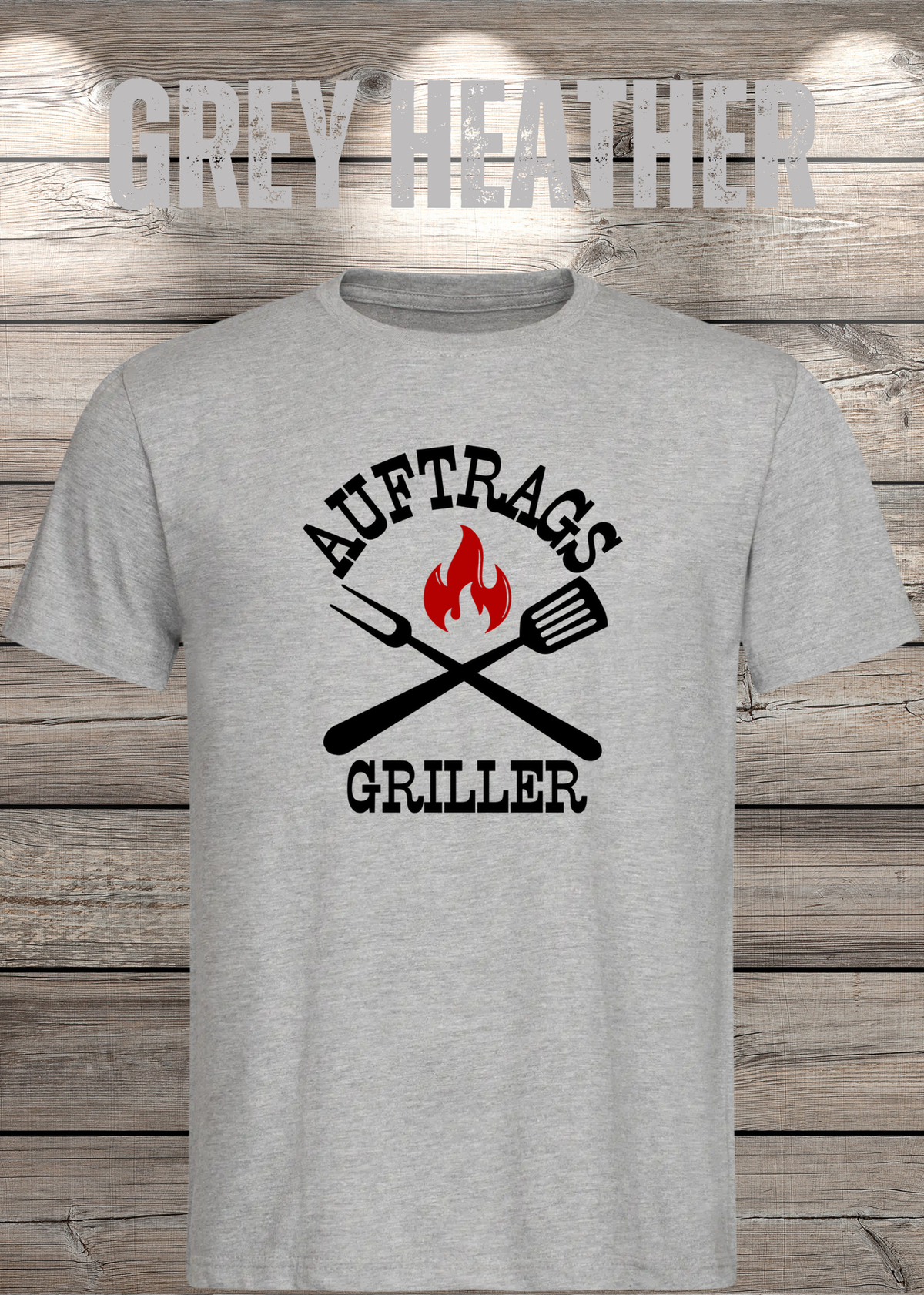 Auftrags-Griller T-Shirt in Grey Heather.