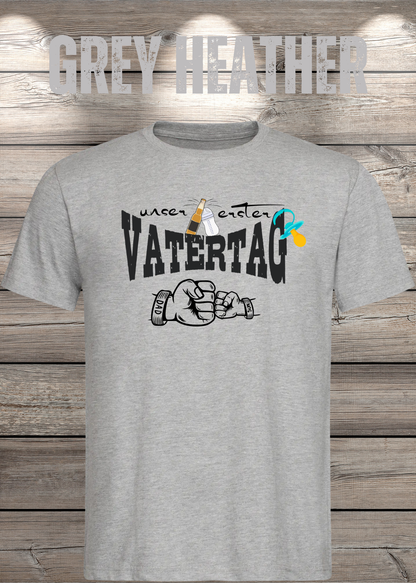 Herren T-Shirt für Papas mit Jungs Unser erster Vatertag Partnerschirt Vater Sohn T-Shirt in Grey Heather.