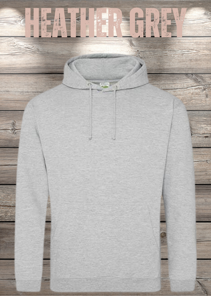 Hoodie Unisex mit Wunschmotiv bedrucken in Heather Grey.