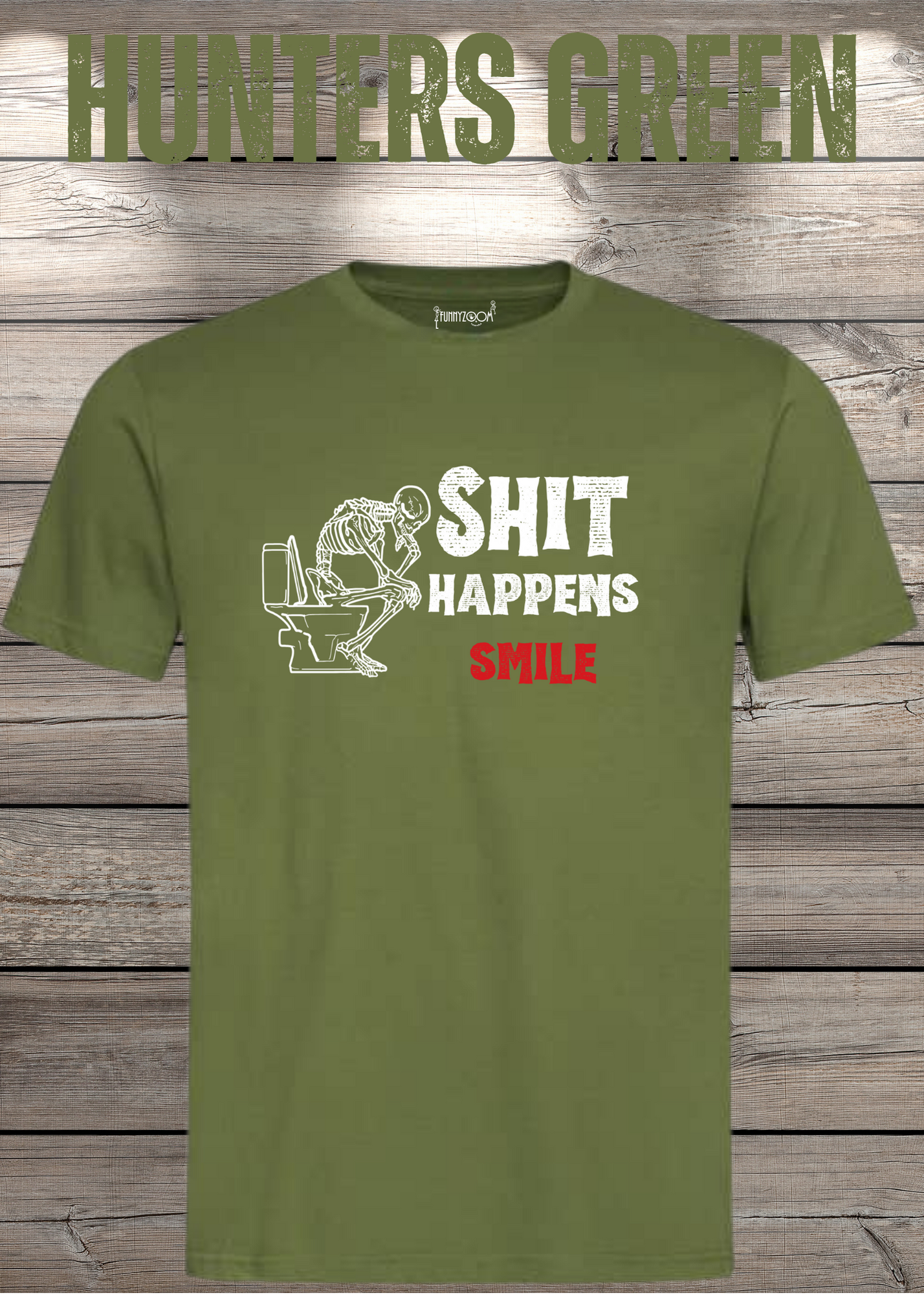 T-Shirt 'Shit happens smile' - Skelett Design - Witziges Spruch T-Shirt Unisex - Geschenkidee