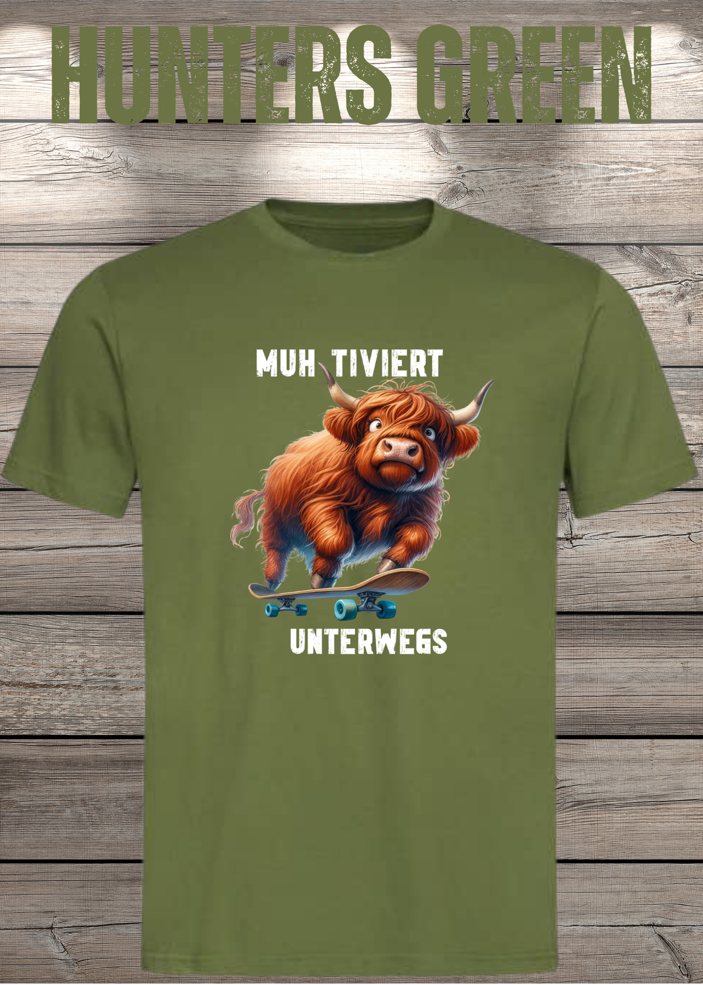 Highland Kuh Unisex T-Shirt Muh-tiviert unterwegs! Skateboard Kuh