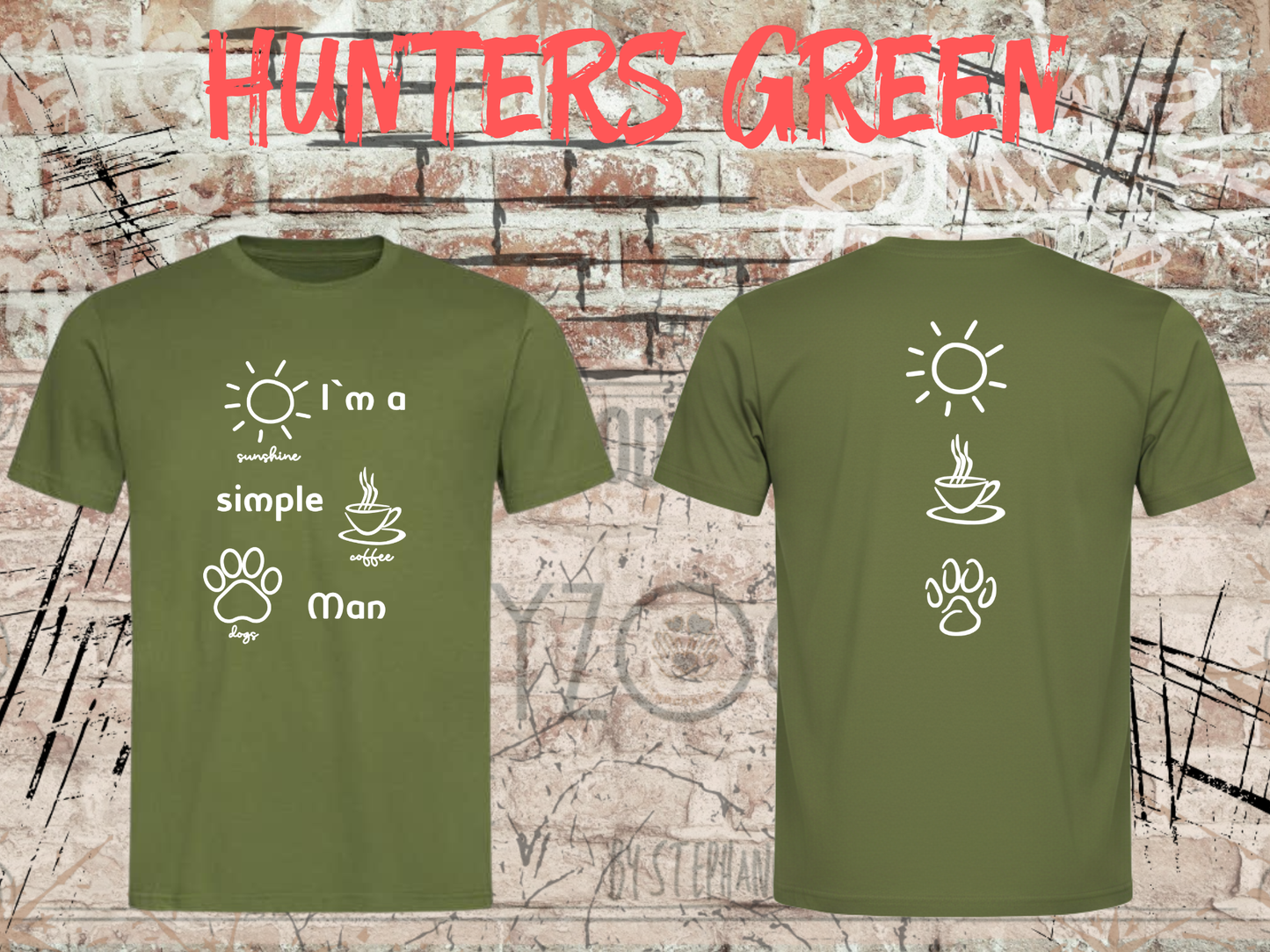Herren T-Shirt I'm a simple Man Kaffee Sonnenschein Hunde Witziges Statement Shirt Lustiges Geschenk
