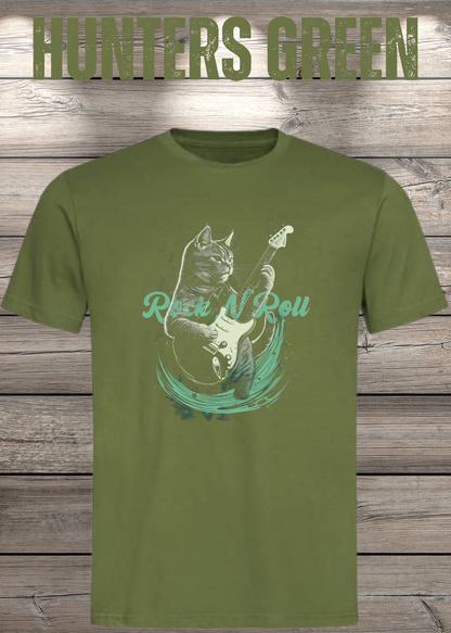 Katzenrocker – Rock n Roll Unisex T-Shirt für Musikliebhaber in Hunters Green.