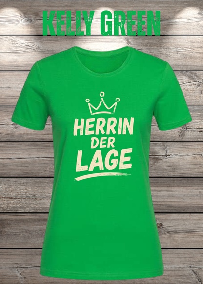 Damen-T-Shirt „Herrin der Lage“ in Kelly Green.