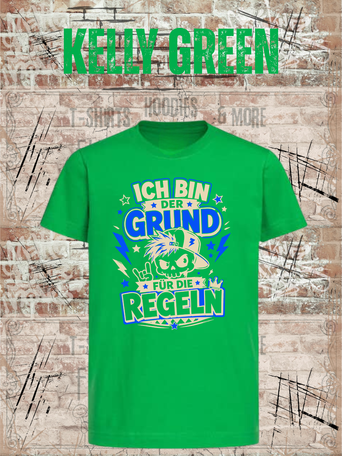 Ich bin der Grund für die Regeln – Jungen T-Shirt in Kelly Green.