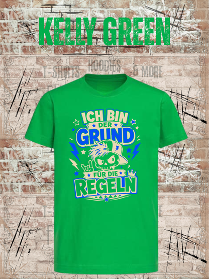 Ich bin der Grund für die Regeln – Jungen T-Shirt in Kelly Green.