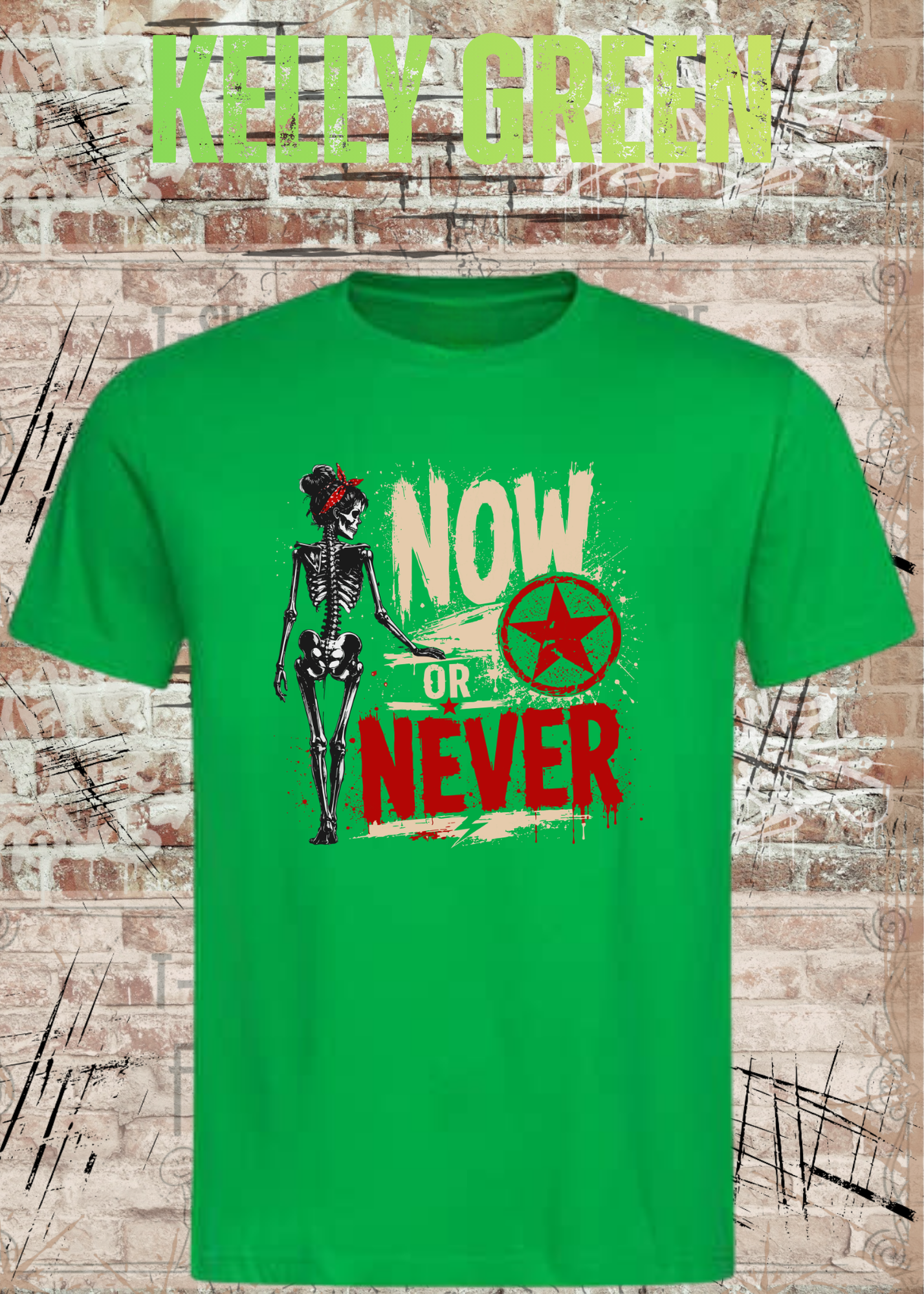 Now or Never Shirt – Rockiges Unisex T-Shirt mit Totenkopf & Vintage Grunge Design