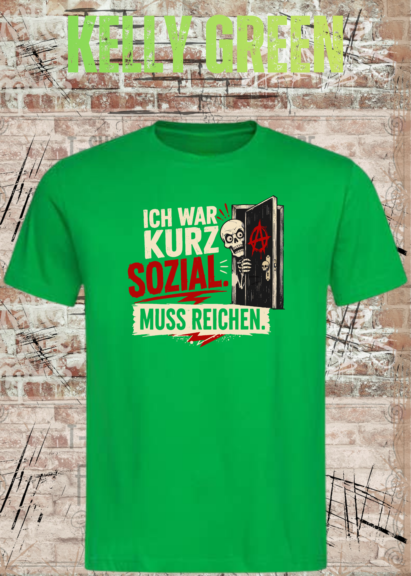 Ich war kurz sozial – Lustiges Skelett Unisex T-Shirt