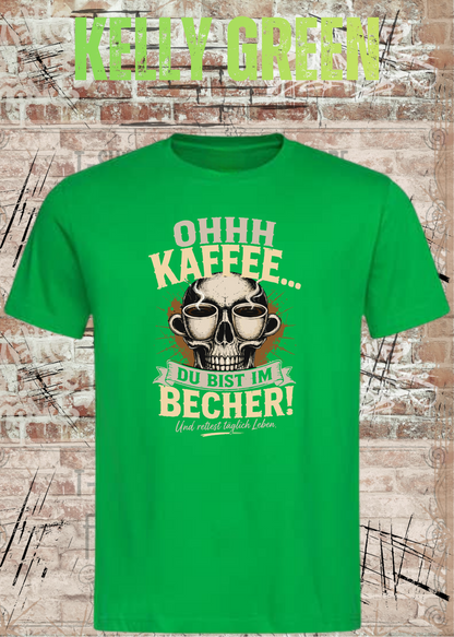 Ohhh Kaffee T-Shirt – Lustiges Kaffee Shirt mit Totenkopf für Kaffeeliebhaber