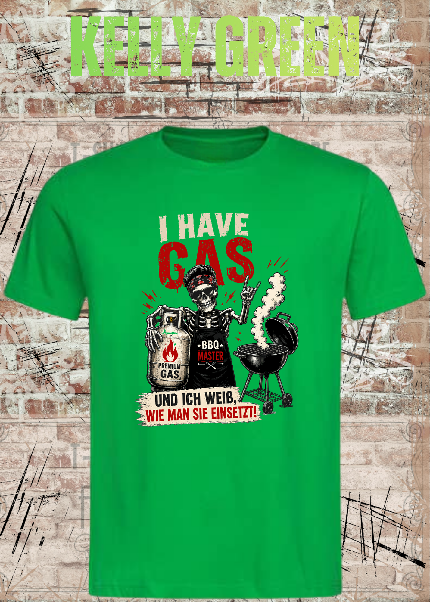 Grillmeister T-Shirt „I Have Gas“ – Skelett BBQ