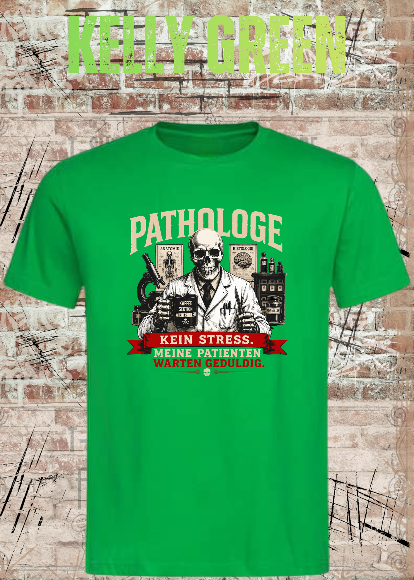 Pathologe T-Shirt – Kein Stress, meine Patienten warten geduldig – Lustiges Pathologie Shirt für Mediziner