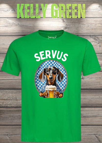 Servus Dackel Bayern Bier T-Shirt in Kelly Green.