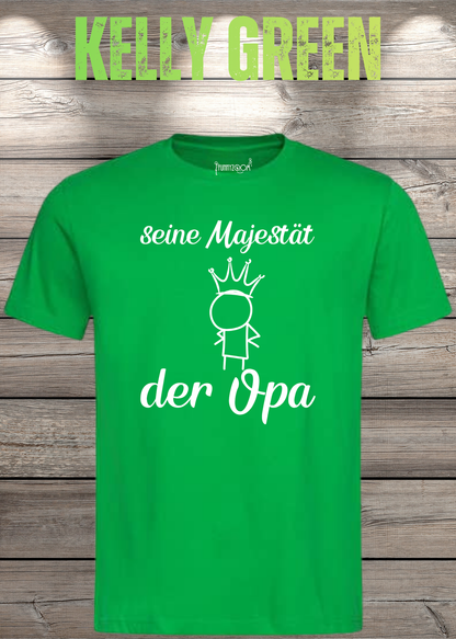 Herren T-Shirt Seine Majestät der Opa in Kelly Green.