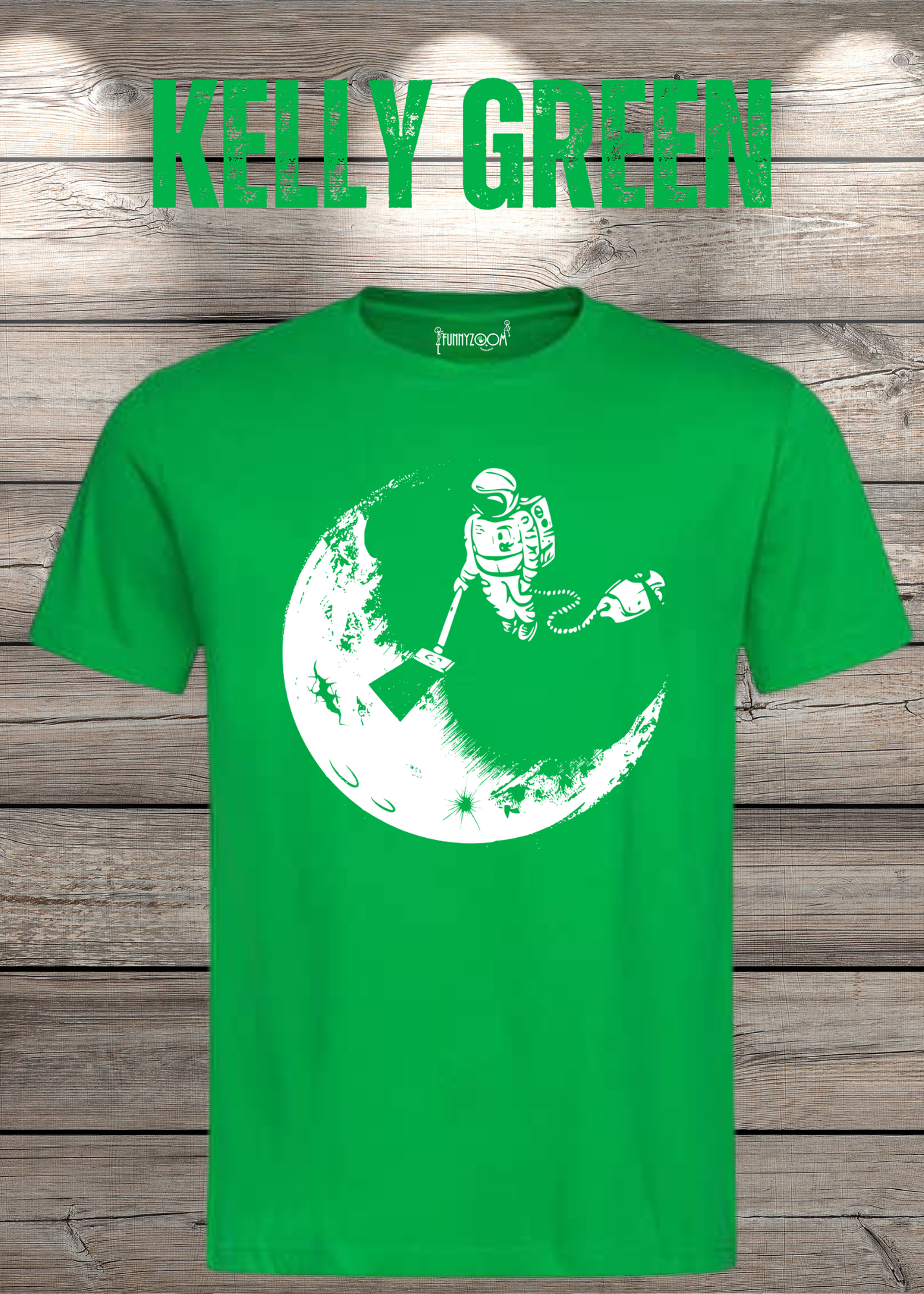 T-Shirt Mond mit Astronaut der Mond mit Staubsauger Staub saugt Personalisierbar Witziges T-Shirt Geschenkidee Lustiges Unisex T-Shirt