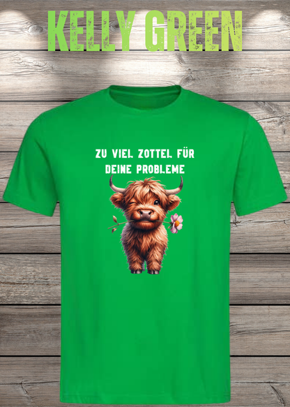Unisex-T-Shirt „Zu viel Zottel für deine Probleme“ in Kelly Green.