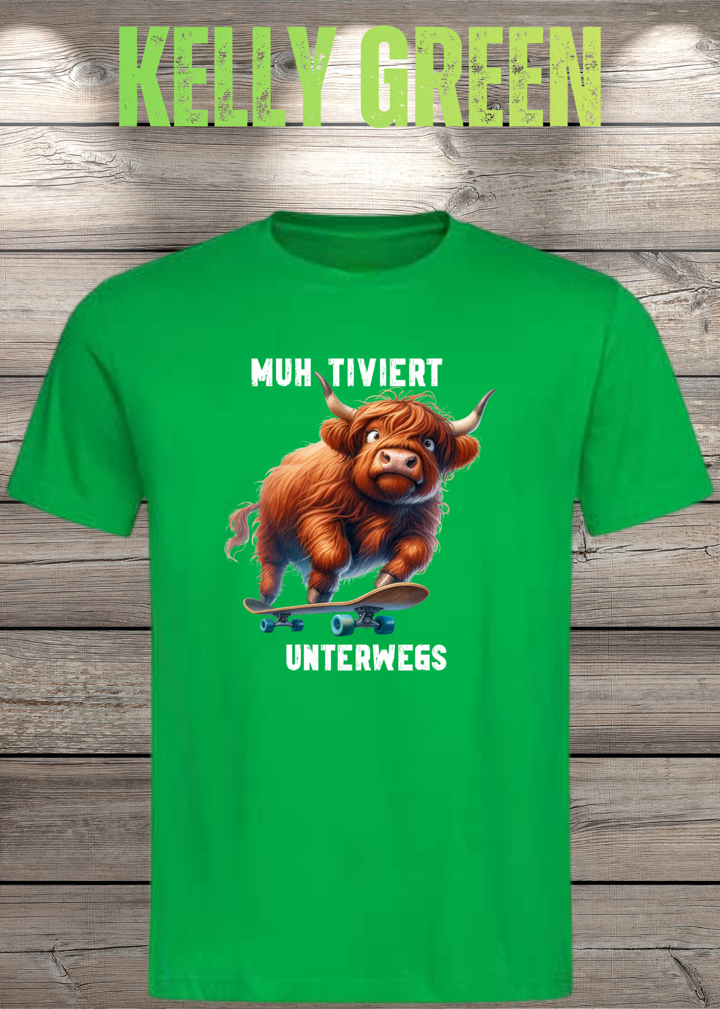 Highland Kuh Unisex T-Shirt Muh-tiviert unterwegs! Skateboard Kuh