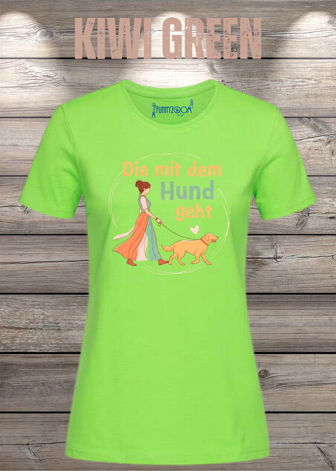 Damen T-Shirt 'Die mit dem Hund geht' - Hundeliebhaber Geschenk Gassi-Gehen